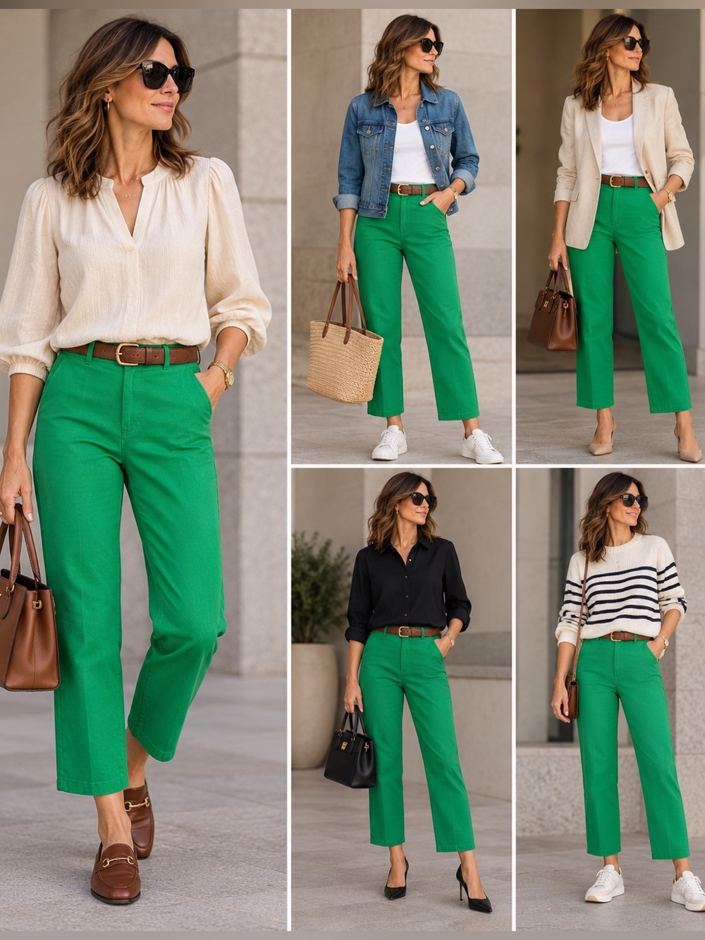 Calvin Klein Green Ankle Pants with zipper slits size 8
